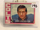 Collector Vintage 1972 Topps Football #165 John Unitas Baltimore Colts