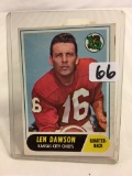 Collector Vintage 1968 Topps #171 Len Dawson, Kansas City Chiefs Football Sport Trading Card