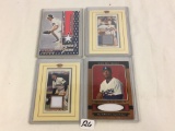 Lot of 4 Pieces Collector Sport Baseball Game-Used Jersey Card Assorted Players & Cards
