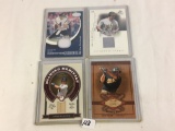 Lot of 4 Pieces Collector Sport Baseball Game-Used Jersey & Bat Card Assorted Players