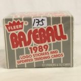 Collector Sealed in Plactis Vintage 1989 Fleer Baseball Logo Stikers & Updated Trading Cards