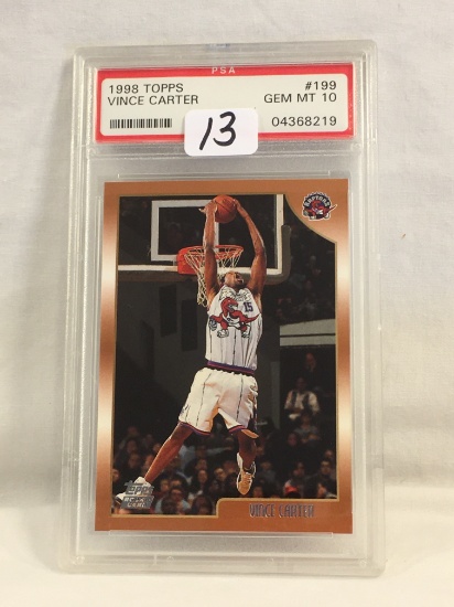 Collector PSA 1998 Topps Vince Carter #199 Gem MT 10 #04368219 Sports Card