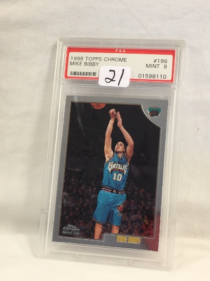 Collector PSA 1998 Topps Chrome Mike Bibby #196 Mint 9 Rookie #01598110 Sports card