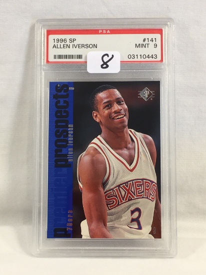 Collector PSA 1996 SP Allen Iverson #141 Mint 9 Premier Prospects 76ers #03110443 Card