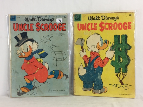 Lot's Of 2 Collector Vintage Dell Comics Walt Disney's Uncle Scrooge Comic Books  # 8.9