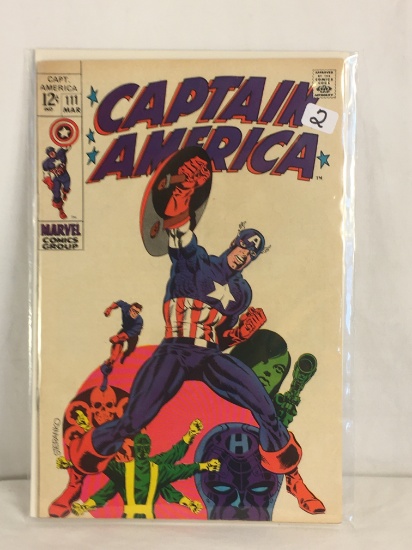 Collector Vintage Marvel Comics Captain America Comic Book No.111