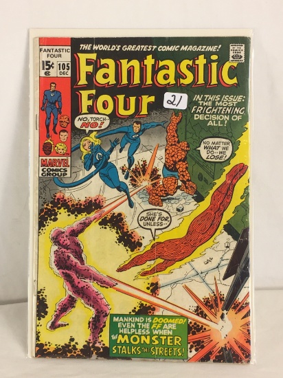 Collector Vintage Marvel Comics Fantastic Four Comic Book No.105