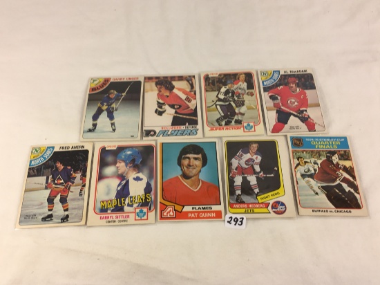 Lot of 9 Pieces Collector Vintage Sport NHL Hockey Cards Assorted Team & Players Cards - See Photos