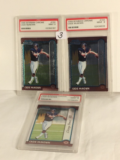 Lot of 3 Pieces PSA Graded 1999 Bowman Chrome CADE McNOWN #155 Mint 9 Football Cards