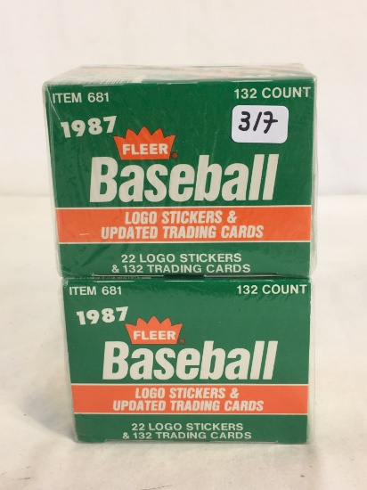 Lot of 2 Collector NIB Factory Sealed Fleer 1987 Baseball Logo Stickers And Updated Trading Cards