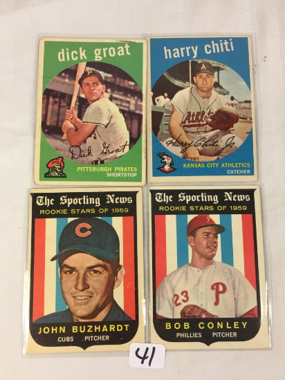 Lot of 4 Pieces Collector Vintage Sport Baseball Cards Assorted Team & Player Cards - See Pictures