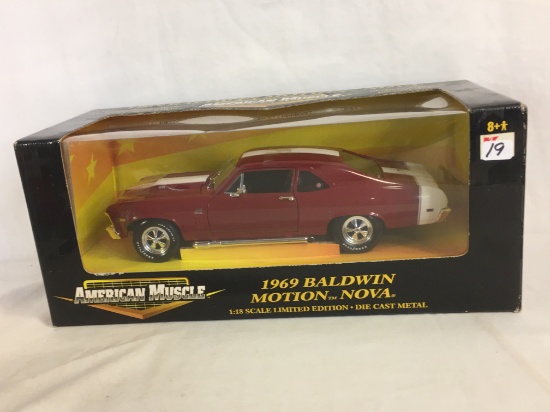 Collector NIB American Muscle 1969 Baldwin Motion Nova Opening Doors & Hood 1/18 Scale