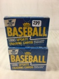 Lot of 2 New Boxes Sealed Plastic 1990 Fleer Update Trading Cards With Logo Stickers Cards