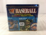 New Sealed Box Vintage 1987 Baseball Team Logo Stickers & Updated Trading Cards