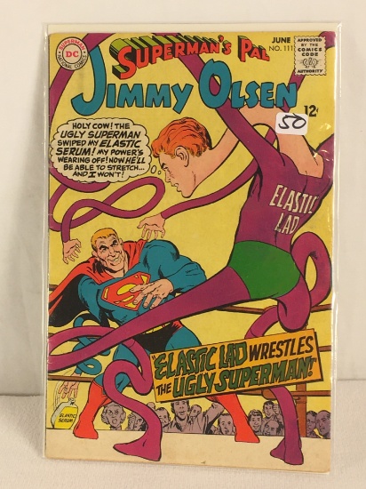 Collector Vintage DC, Superman's Pal Jimmy Olsen Elasticlad Wrestles The Ugly Superman #111 comic