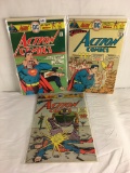 Lot of 3 Vintage DC Action Comics Assorted Superman Comic No.453, 454, 455