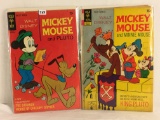 Lot of 2 Vintage Walt Disney Gold Key Comics Walt Disney Mickey Mouse & Pluto