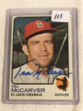 Vintage Collector 1973 Topps Cardinals Tim McCarver Hand Signed Baseball Card No. 269
