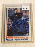 Vintage Collector 1982 Topps Brewers Rollie Fingers Hand Signed Baseball Card No. 585