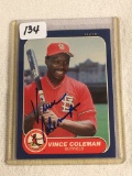Vintage Collector 1986 Fleer Cardinals Vince Coleman Hand Signed Baseball Card No. 31