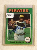 Vintage Collector 1975 Topps Pirates David Gene Parker Signed Baseball Card No. 29