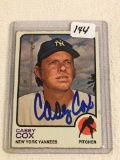 Vintage Collector 1973 Topps NY Yankees Joseph Casey Cox Signed Baseball Card No. 419