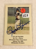 Collector 1982 Milwaukee Police Brewers Rollie Fingers Hand Signed Baseball Card