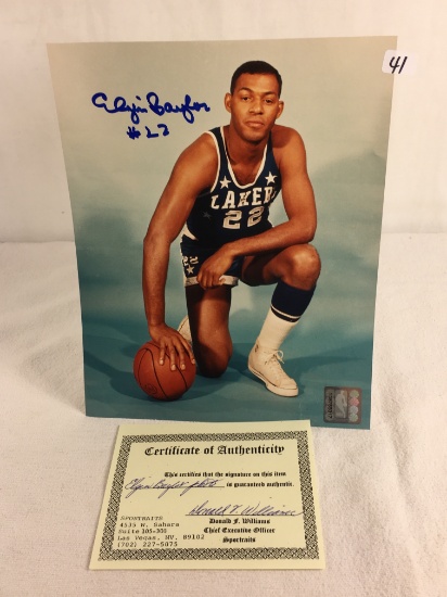 Collector Sport Basketball Photo Autographed by Elgin Baylor 8X10" w/ COA