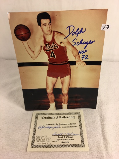 Collector Sport Basketball Photo Autographed by Dolph Shayes 8X10" w/ COA