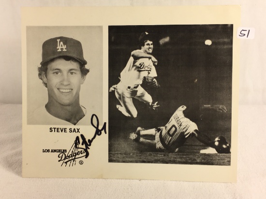 Collector Sport Baseball Photo Hand Signed by Steve Sax 8X10"