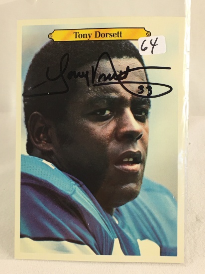 Collector Sport Topps Football Cowboys Card Autographed by Tony Dorsett 4.75X7"