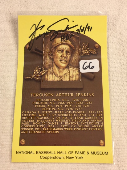 Collector Sport Baseball Postcard Autographed by Ferguson Arthur Jenkins 3.5X5.5"