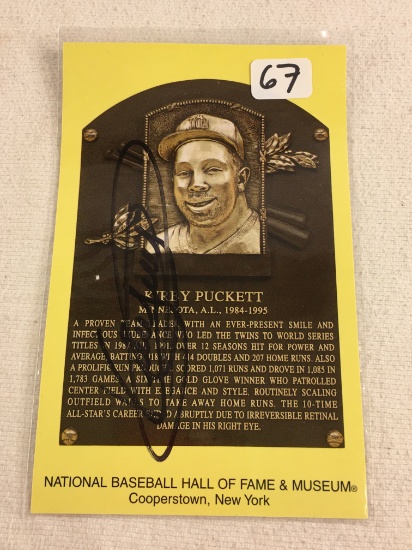 Collector Sport Baseball Postcard Autographed by Kirby Puckett 3.5X5.5"