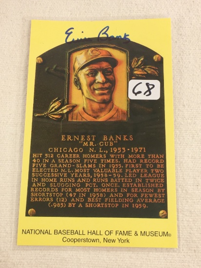 Collector Sport Baseball Postcard Autographed by Ernest Banks 3.5X5.5"