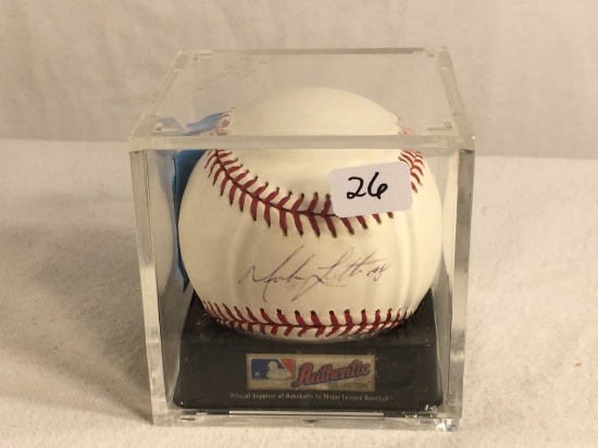 Collector Rawlings MLB Baseball Signed by Mark L in Case 3.25"X3.25"X3.25" - See Pics