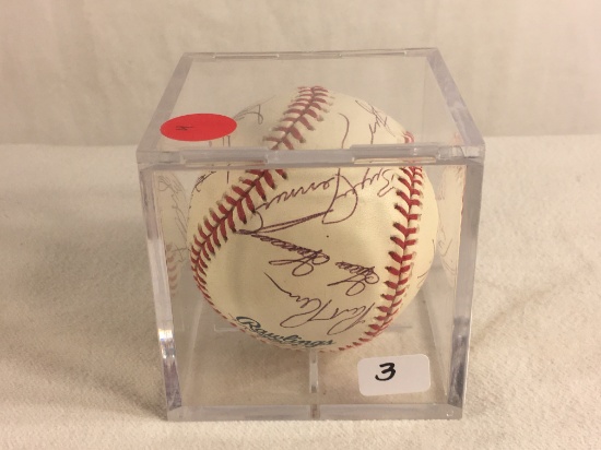 Collector Signed Rawlings MLB Baseball in Case 3.25"X3.25"X3.25" - See Pictures