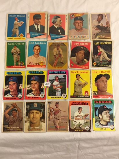 Lot of 20 Pcs Collector Loose Vintage Assorted Players Baseball Cards - See Pictures