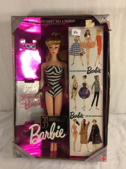 Collector NIP Mattel Barbie Doll 1959 Reproduction 35th Anniversary 11-12"Tall Doll - See Pictures