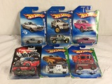 Lot of 6 Pcs NIP Hot Wheels Assorted Design 1/64 Scale Die Cast And Plastic Parts Cars - See Picture