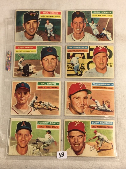 Lot of 8 Pcs Collector Vintage Assorted Baseball Sport Players Trading Cards - See Pictures