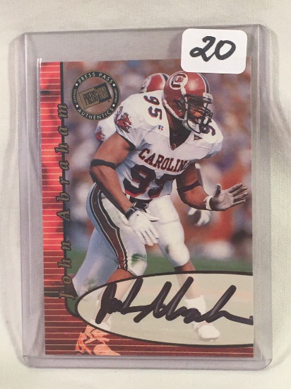 Collector NFL Football Signed Sport Card By: 2000 Presspass John Abraham