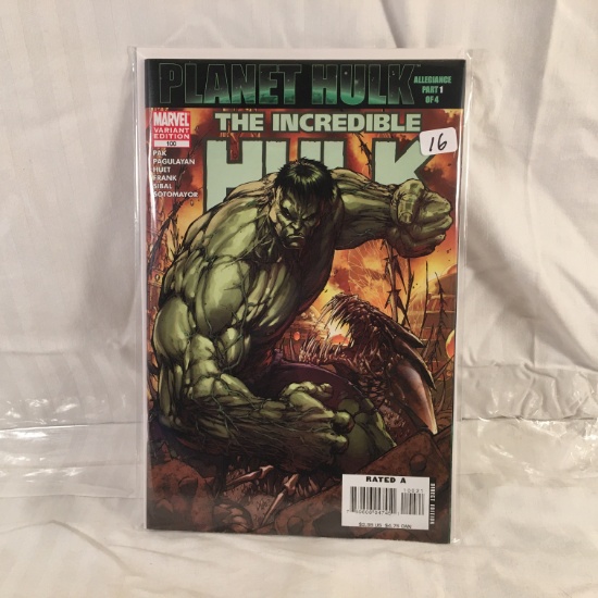 Collector Modern Marvel Comics VARIANT EDITION  Planet Hulk Increidble Hulk Comic Book #100