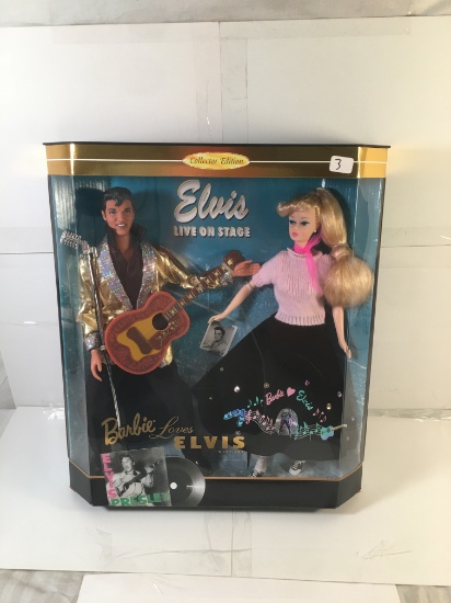 NIB Collector Edition Barbie Mattel Elvis Live on Stage Barbie Loves Elvis Doll 14.5"Tall Box