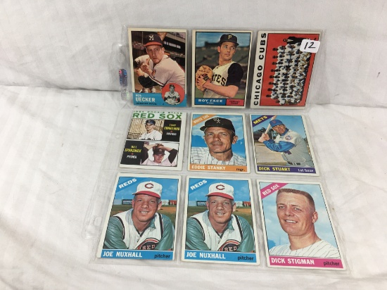 Lot of 9 Pcs Collector Vintage Sport Baseball Sport Trading Assorted Cards and Players