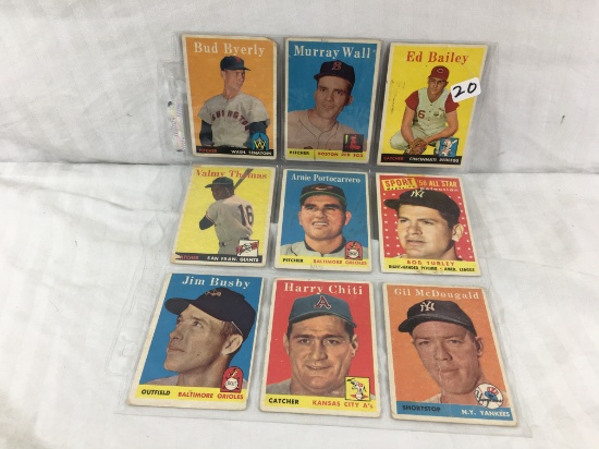 Lot of 9 Pcs Collector Vintage Sport Baseball Sport Trading Assorted Cards and Players