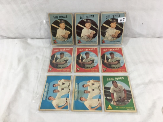 Lot of 9 Pcs Collector Vintage Sport Baseball Sport Trading Assorted Cards and Players