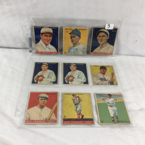 Lot of 9 Pcs Collector Vintage Sport Baseball Sport Trading Assorted Cards and Players