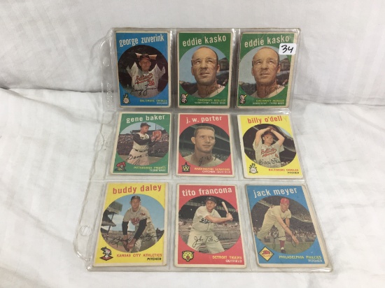 Lot of 9 Pcs Collector Vintage Sport Baseball Sport Trading Assorted Cards and Players