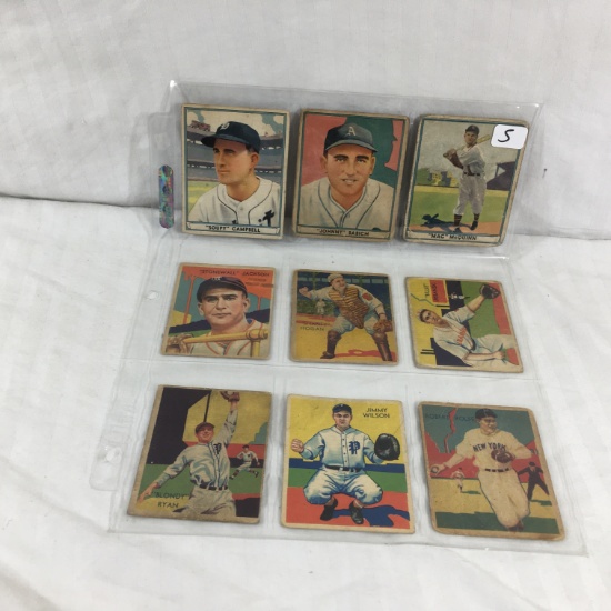 Lot of 9 Pcs Collector Vintage Sport Baseball Sport Trading Assorted Cards and Players