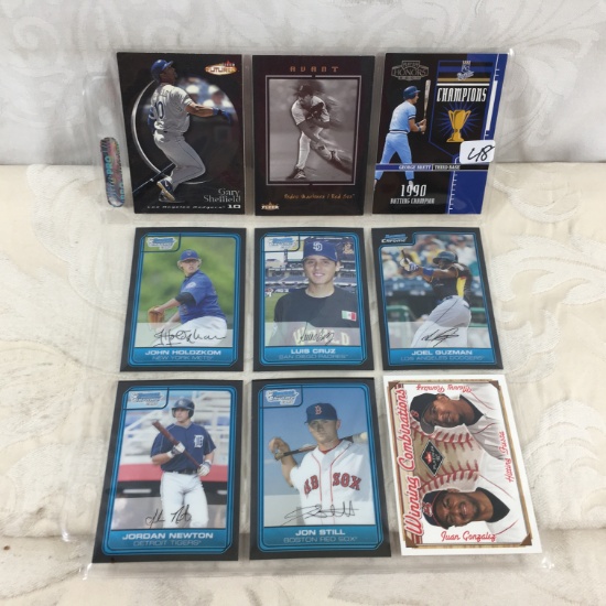 Lot of 9 Pcs Collector Modern Baseball Sport Trading Assorted Cards and Players - See Pictures